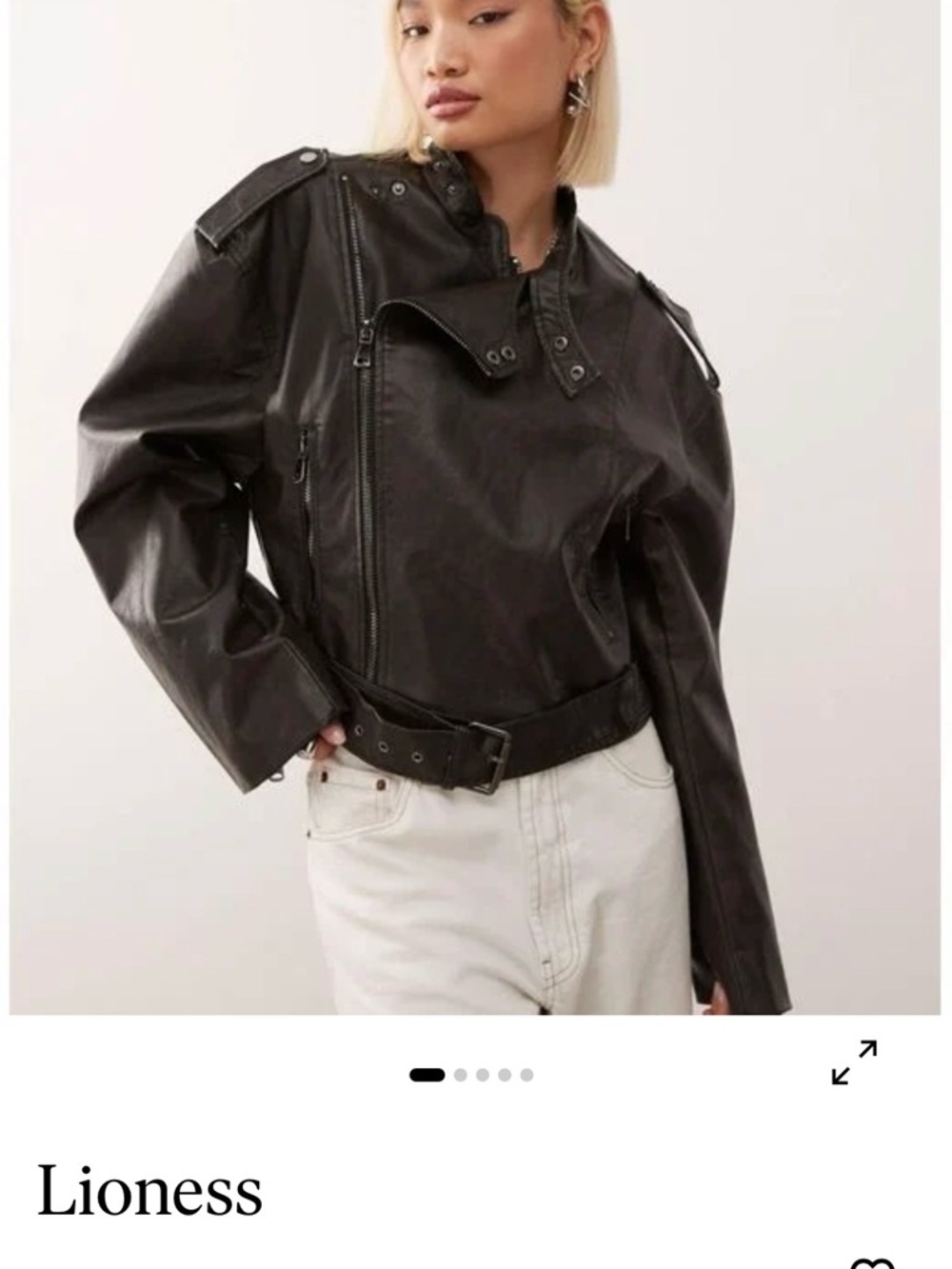 Lioness Black Faux Leather Moto Jacket with Belt